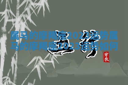 属马的摩羯座 🐩 2 👘 023运势 属马的摩羯座2023运势如何