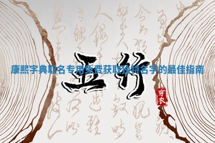 康熙字典取名专用免费获取 🆘 独特名 🆒 字的最佳指南